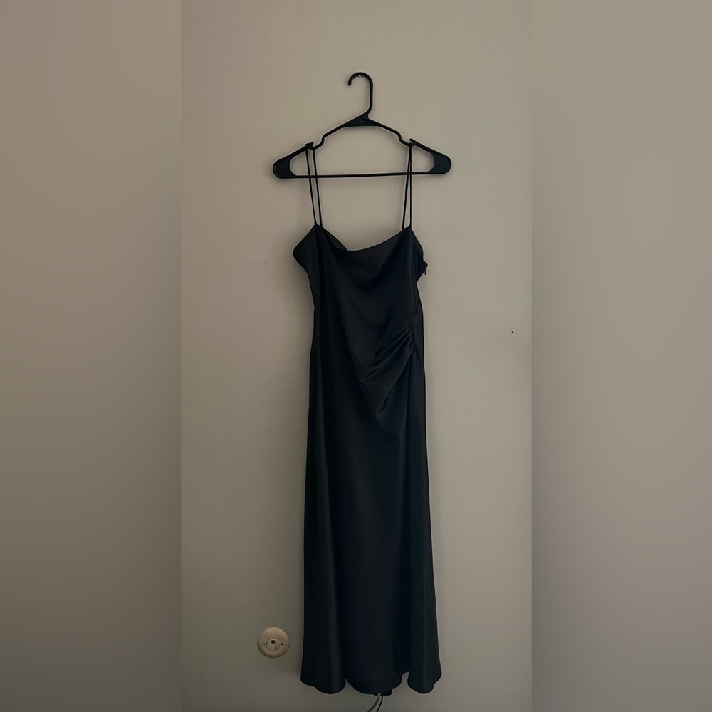 Zara black satin maxi dress
